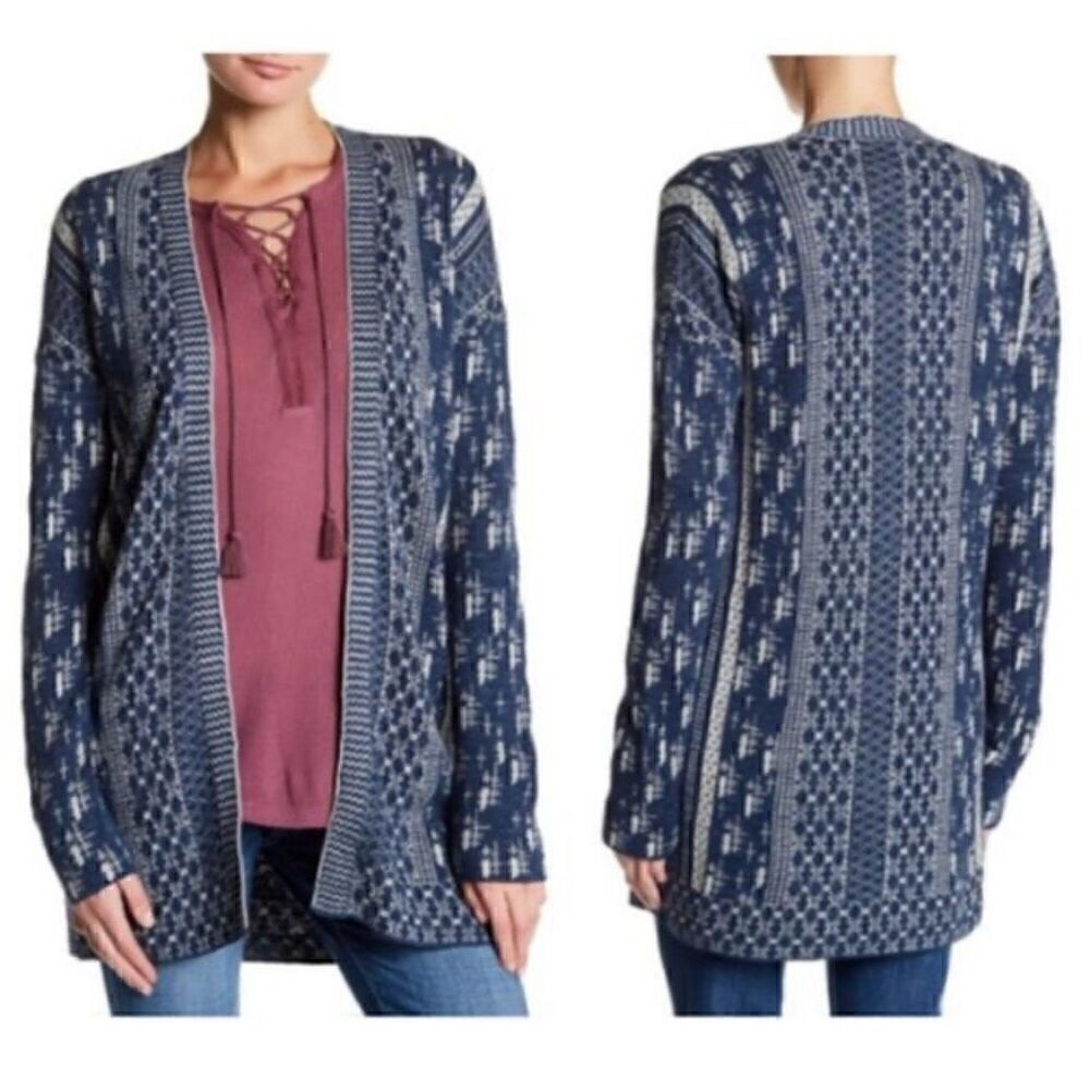 Lucky Brand Geometric sweater navy blue S